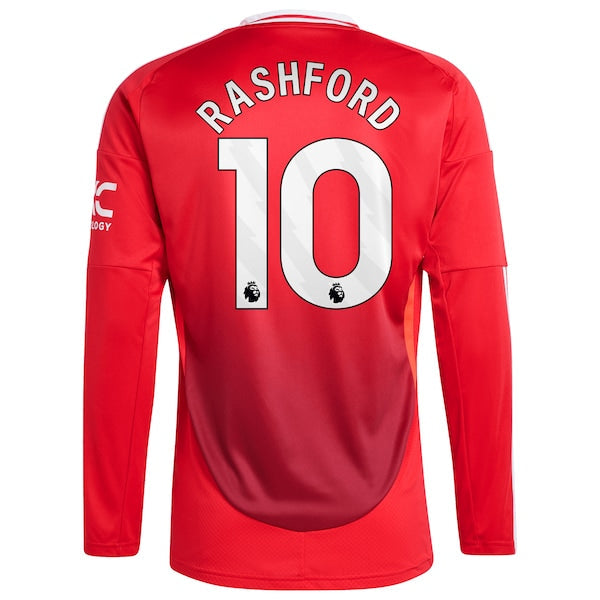 Marcus Rashford Manchester United 2024/25 Home Long Sleeve Replica Player Jersey - Red