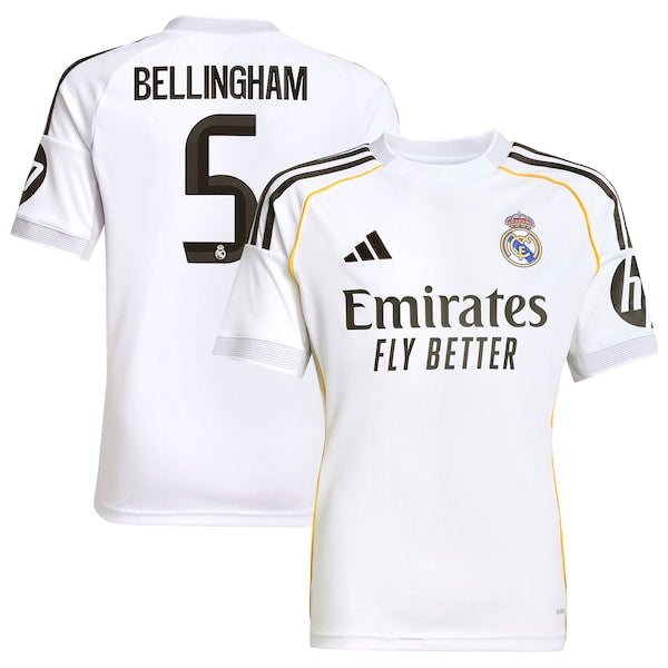 Jude Bellingham Los Merengues adidas Youth 2025/26 Home Replica Jersey - White/Blue