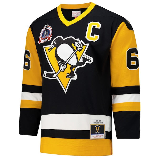 Mario Lemieux Pittsburgh Penguins 1991-92 Power Play Jersey - Black/Gold