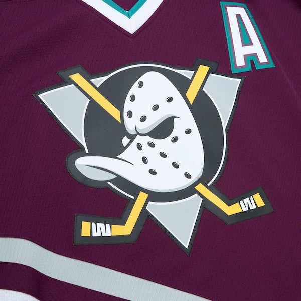 Teemu Selanne Anaheim Ducks  1996/97 Alternate Captain Patch Blue Line Player Jersey - Purple