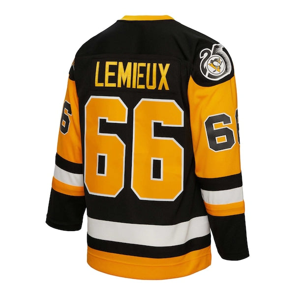 Mario Lemieux Pittsburgh Penguins Captain Patch 1991/92 Blue Line Player Jersey - Black