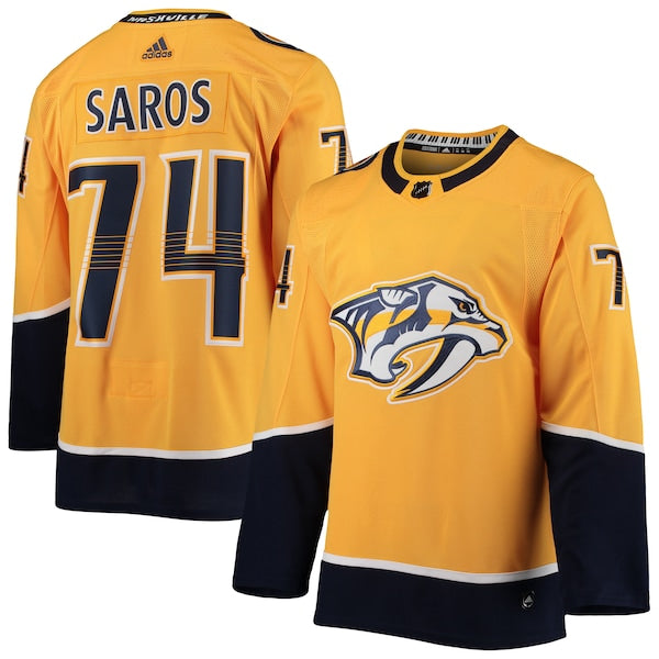 Juuse Saros Nashville Predators adidas Home Authentic Player Jersey - Gold