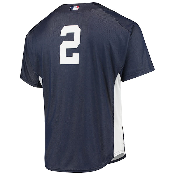 Derek Jeter New York Yankees Cooperstown Collection Mesh Batting Practice Button-Up Jersey - Navy