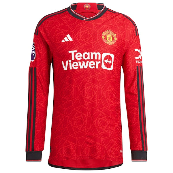 Manchester United adidas 2023/24 Home Authentic Custom Long Sleeve Jersey - Red