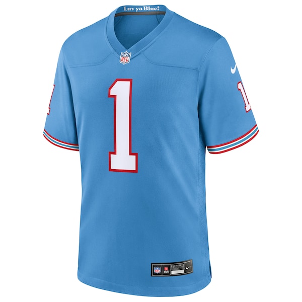Cameron Ward Tennessee Titans Nike 2025 NFL Draft First Round Pick 2nd Game Jersey - Light Blue/Navy/White