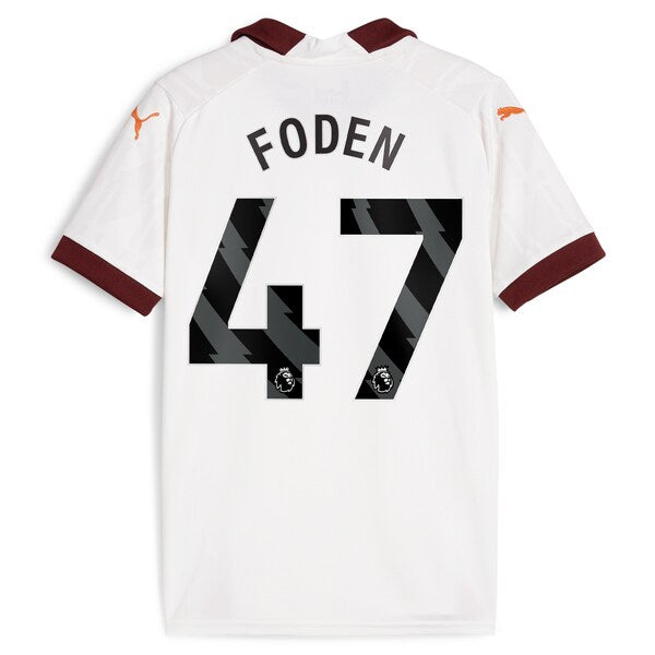 Phil Foden Manchester City Puma Youth 2023/24 Away Replica Player Jersey - White