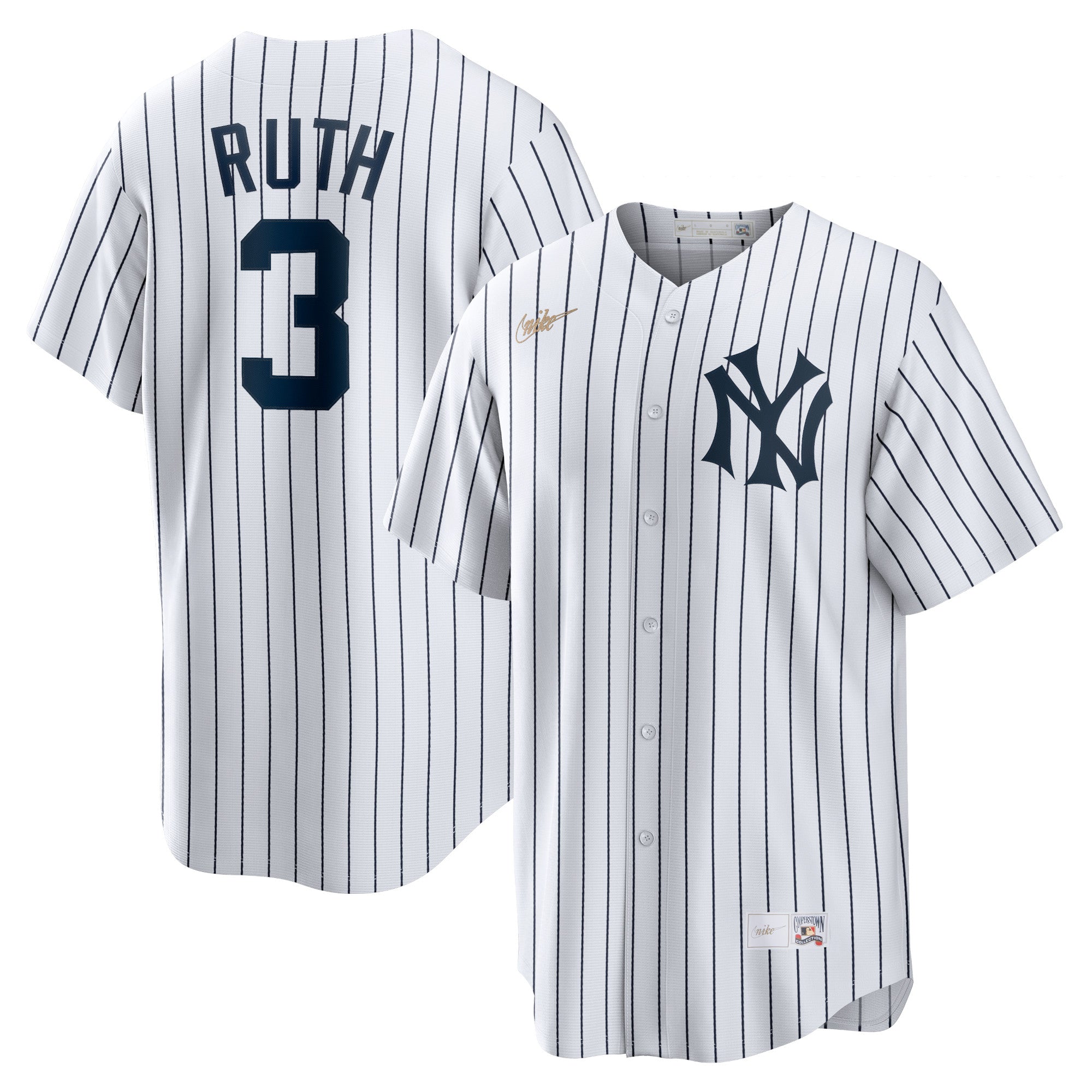 Babe Ruth New York Yankees Nike Road Cooperstown Collection Player Jersey - Gray/White