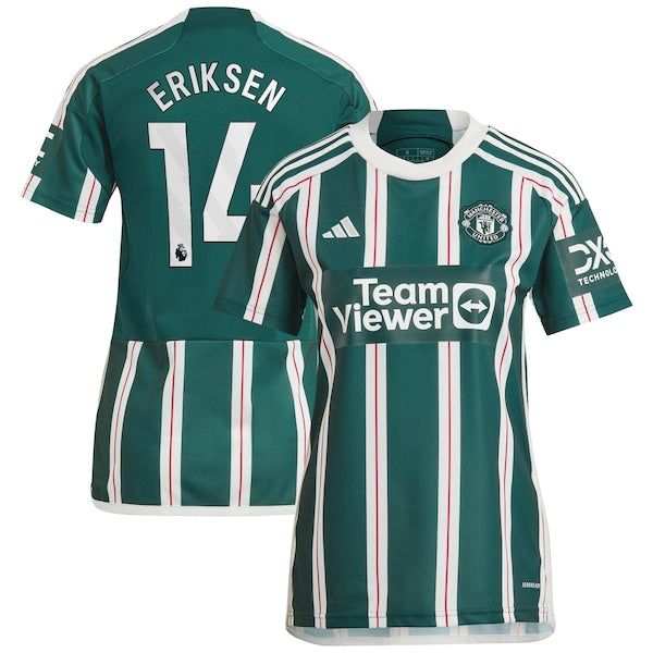 Christian Eriksen Manchester United adidas Women's 2023/24 Away Replica Player Jersey - Green/Red