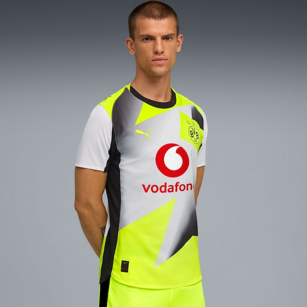 Borussia Dortmund Puma 2025/26 Away Authentic Jersey - Gray/Yellow
