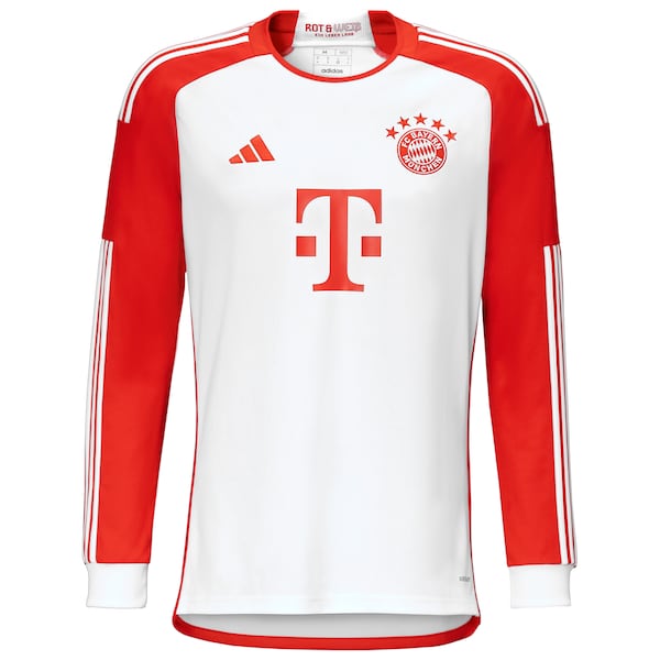 Leroy Sané Bayern Munich adidas 2023/24 Home Replica Long Sleeve Jersey - White