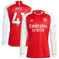 Declan Rice Arsenal adidas 2023/24 Home Replica Player Long Sleeve Jersey - Red