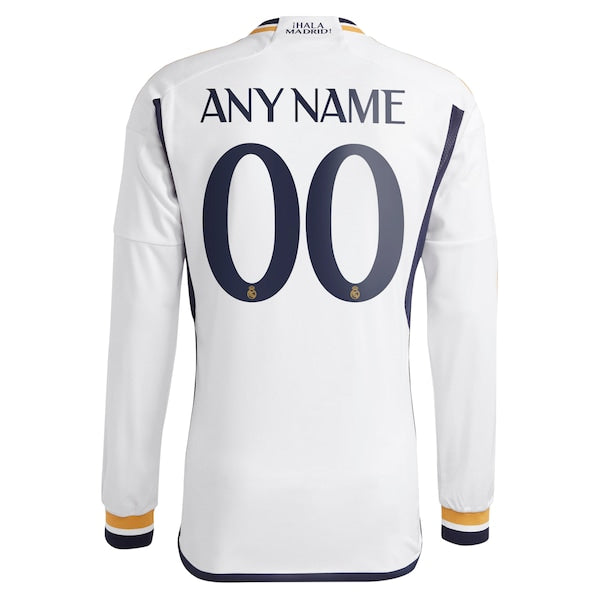 Los Merengues adidas 2023/24 Home Replica Custom Long Sleeve Jersey - White