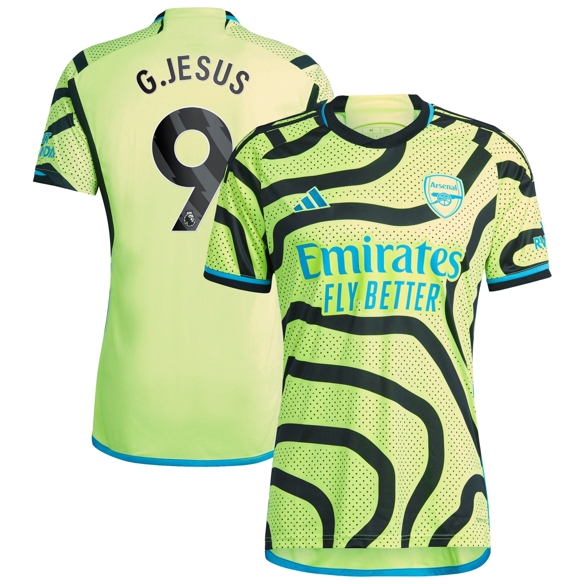 Gabriel Jesus Arsenal adidas 2023/24 Third Replica Player Jersey - Green/Yellow