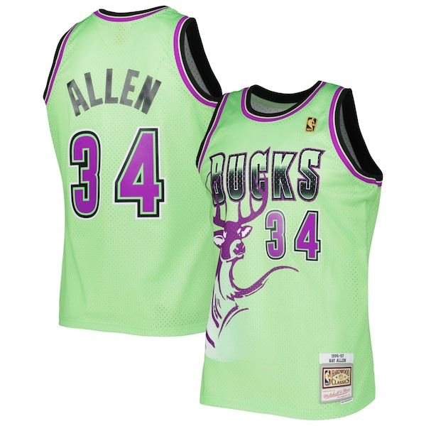 Ray Allen Milwaukee Bucks  1996-97 Hardwood Classics Reload 3.0 Swingman Jersey - Green
