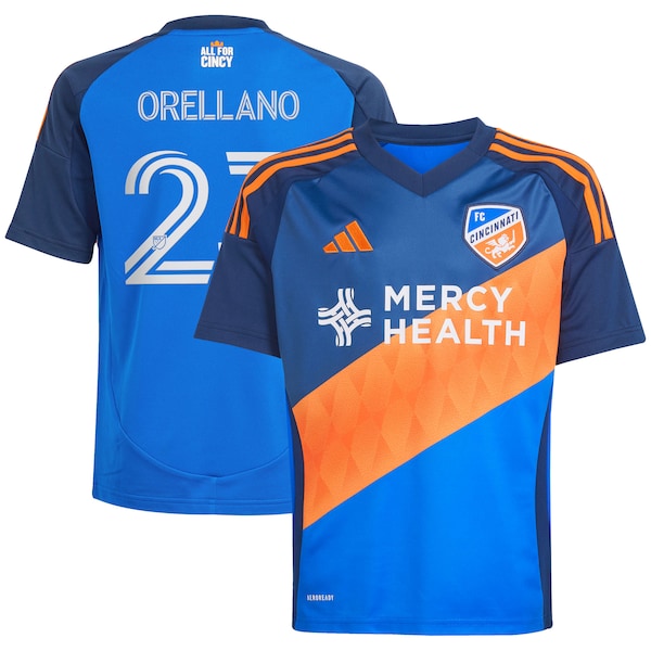 Luca Orellano FC Cincinnati adidas Youth 2025 Orange and Blue Legacy Kit Replica Player Jersey - Blue