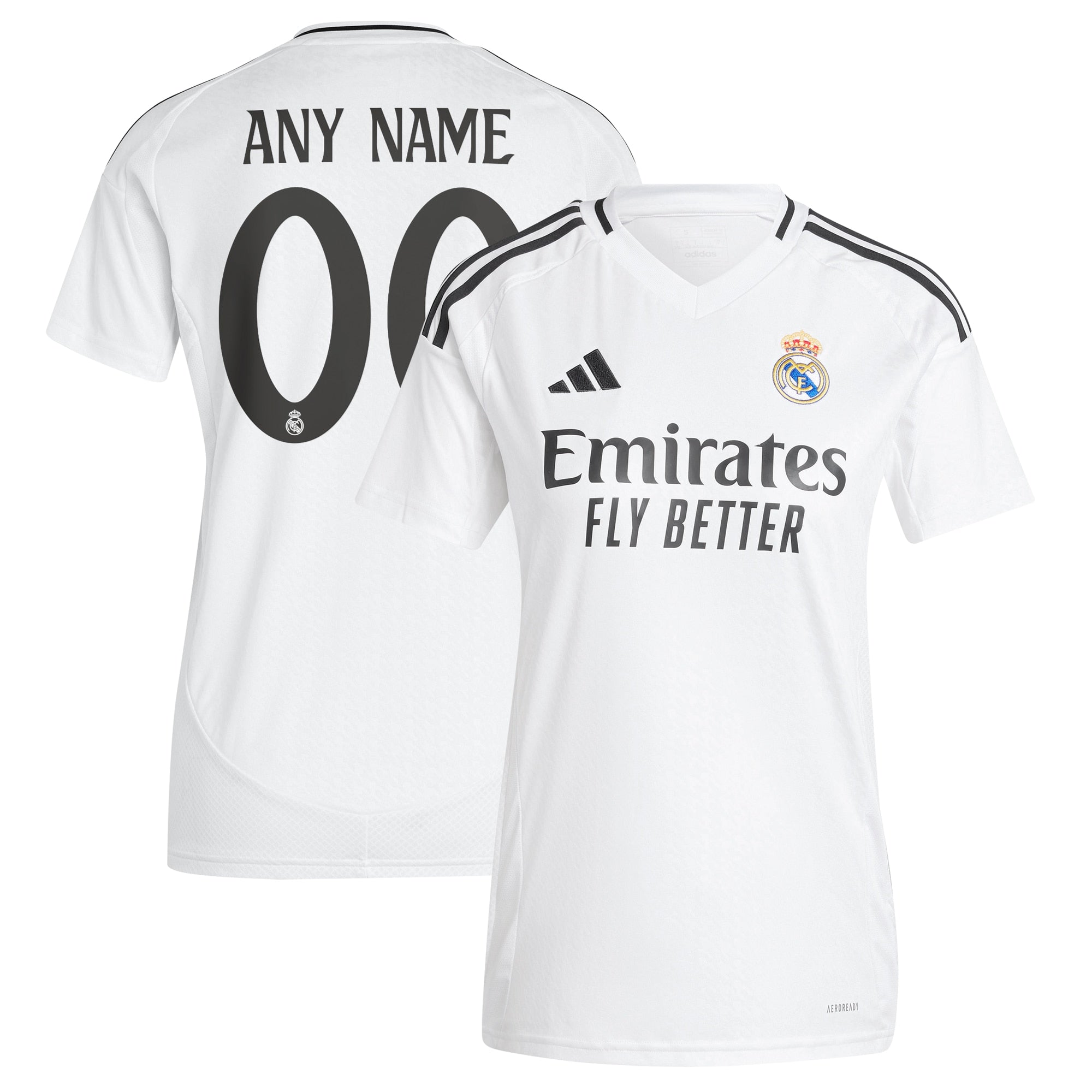 Los Merengues adidas Originals Women's 2024/25 Third Replica Custom Jersey - Charcoal/White