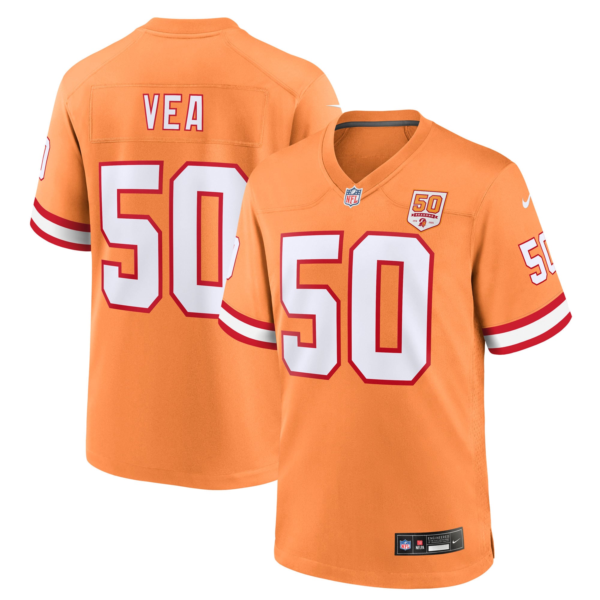 Vita Vea Tampa Bay Buccaneers Nike 50th Season Team Game Jersey - Red/Creamsicle