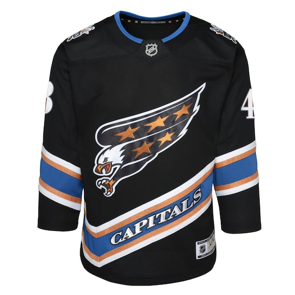 Tom Wilson Washington Capitals Youth Alternate 50th Anniversary Premier Player Jersey - Black/Red/Navy