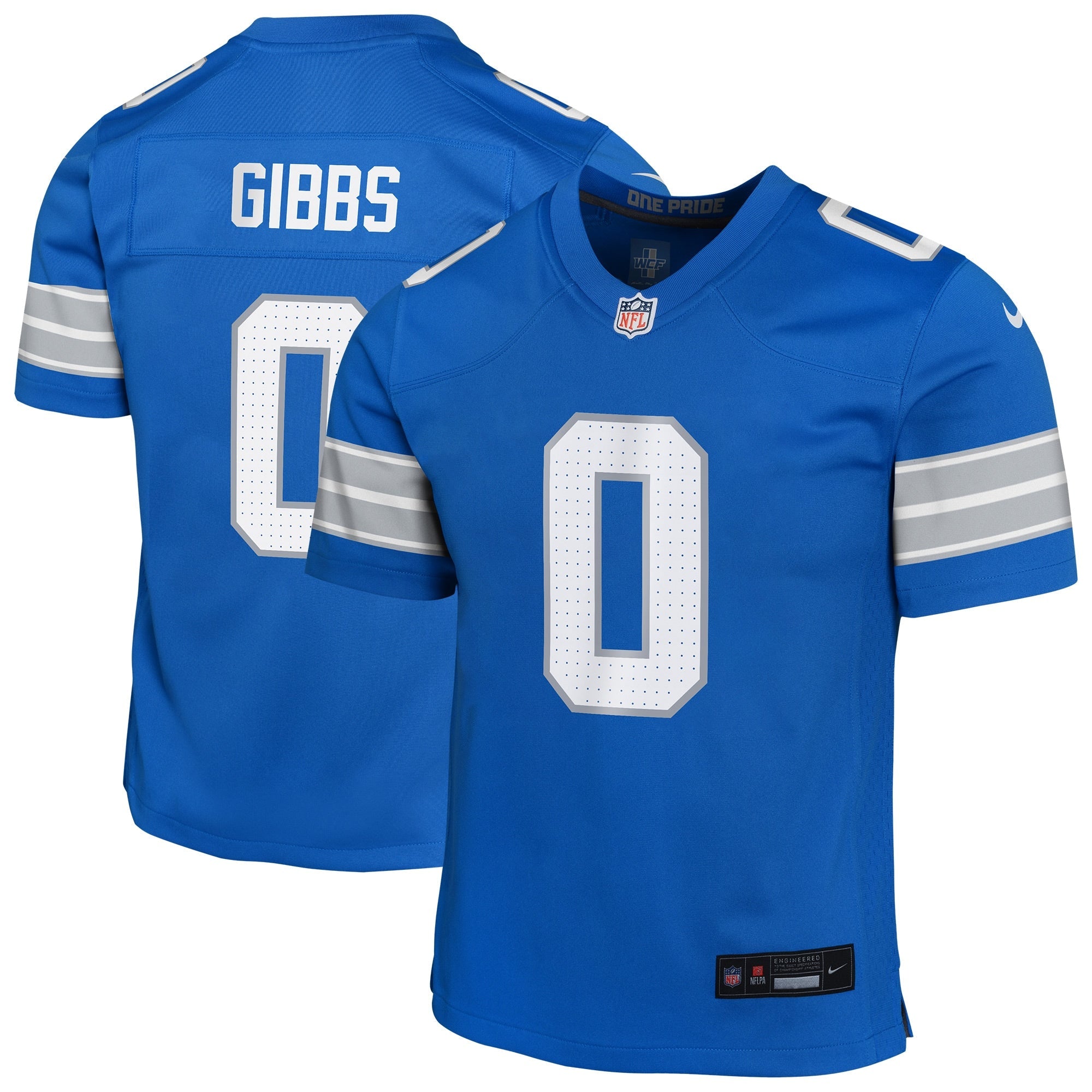 Jahmyr Gibbs Detroit Lions Nike Youth Game Jersey - White/Black/Blue