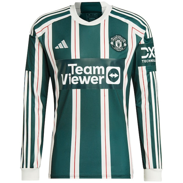 Aaron Wan-Bissaka Manchester United adidas 2023/24 Away Long Sleeve Replica Player Jersey - Green/Red