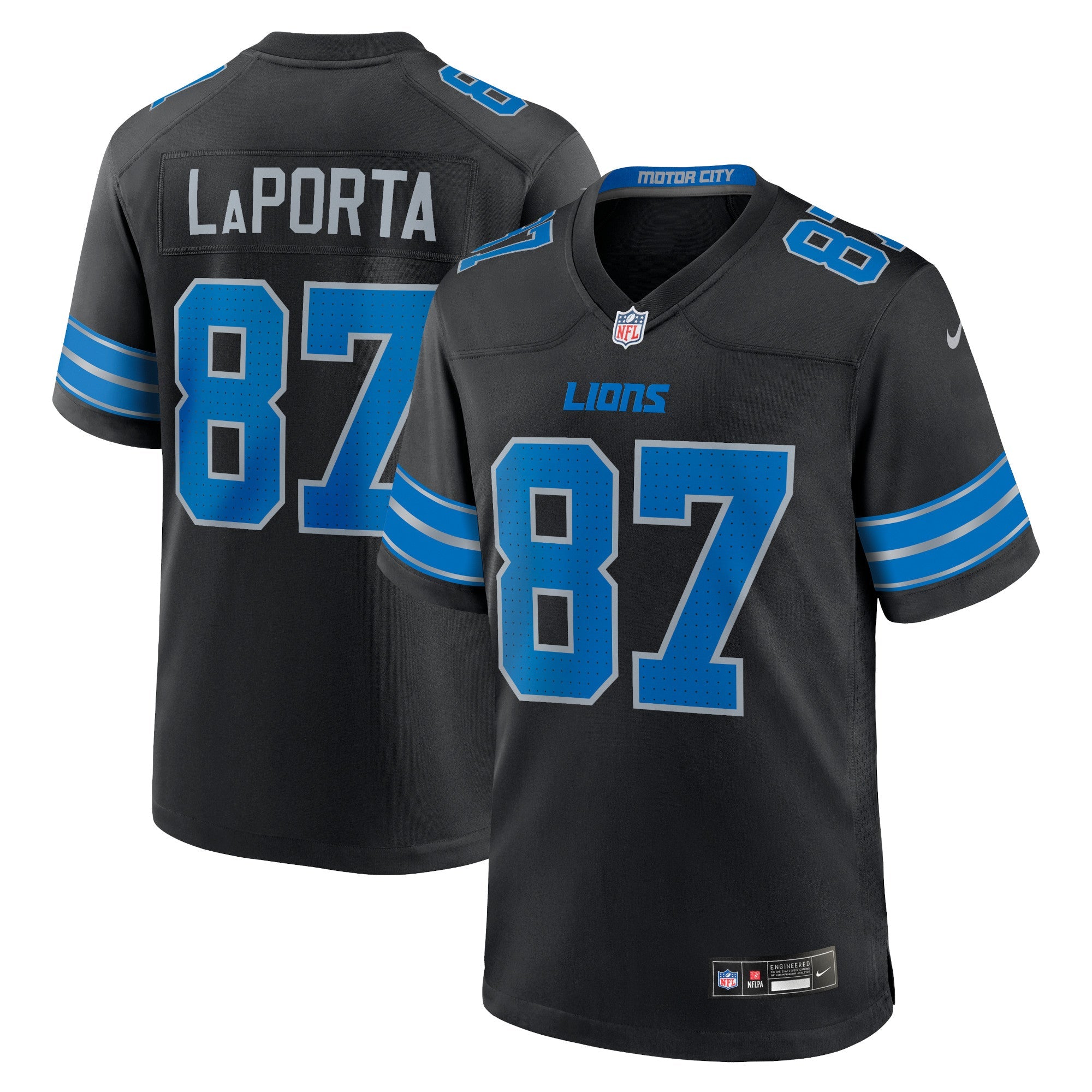 Sam LaPorta Detroit Lions Nike White Game Jersey -  White/Black/Blue