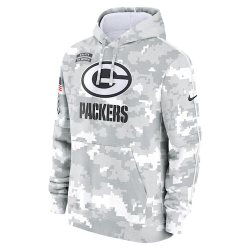 Green Bay Packers Nike 2024 Salute to Service Club Fleece Pullover Hoodie - Arctic Camo