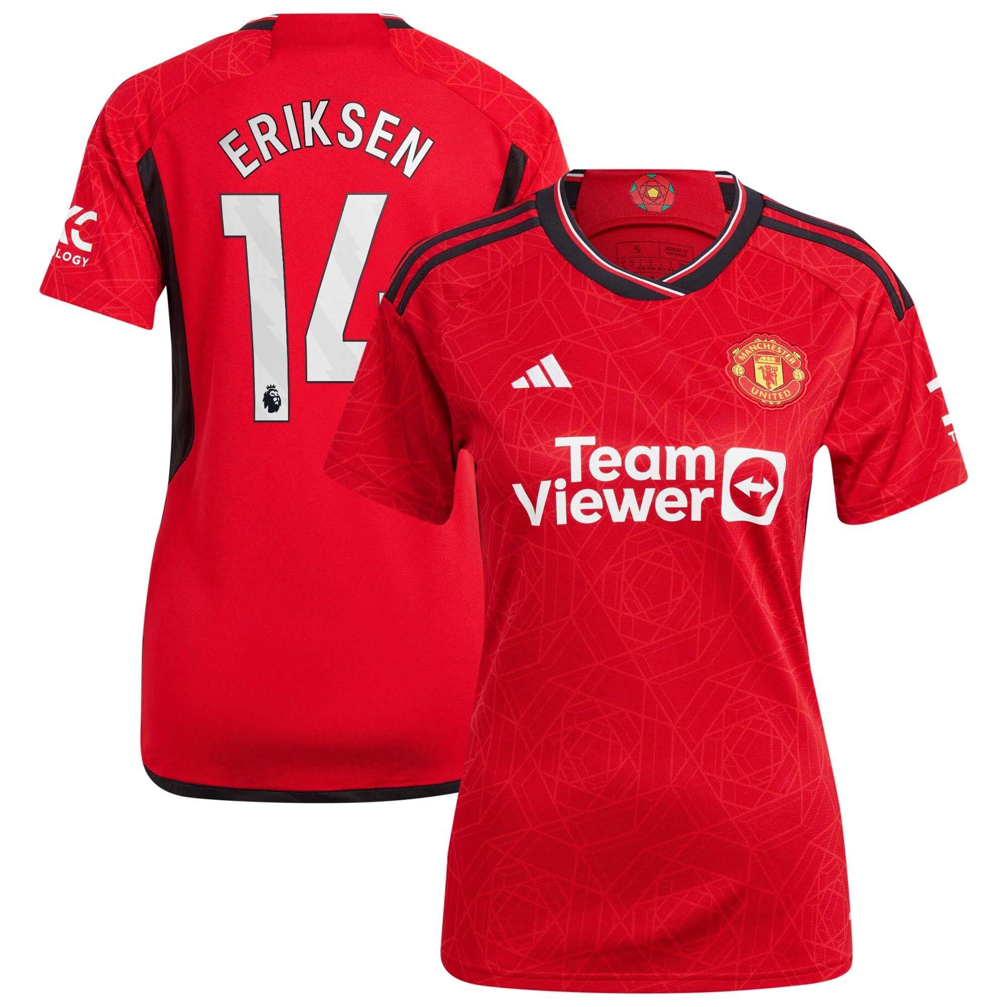 Christian Eriksen Manchester United adidas Women's 2023/24 Away Replica Player Jersey - Green/Red