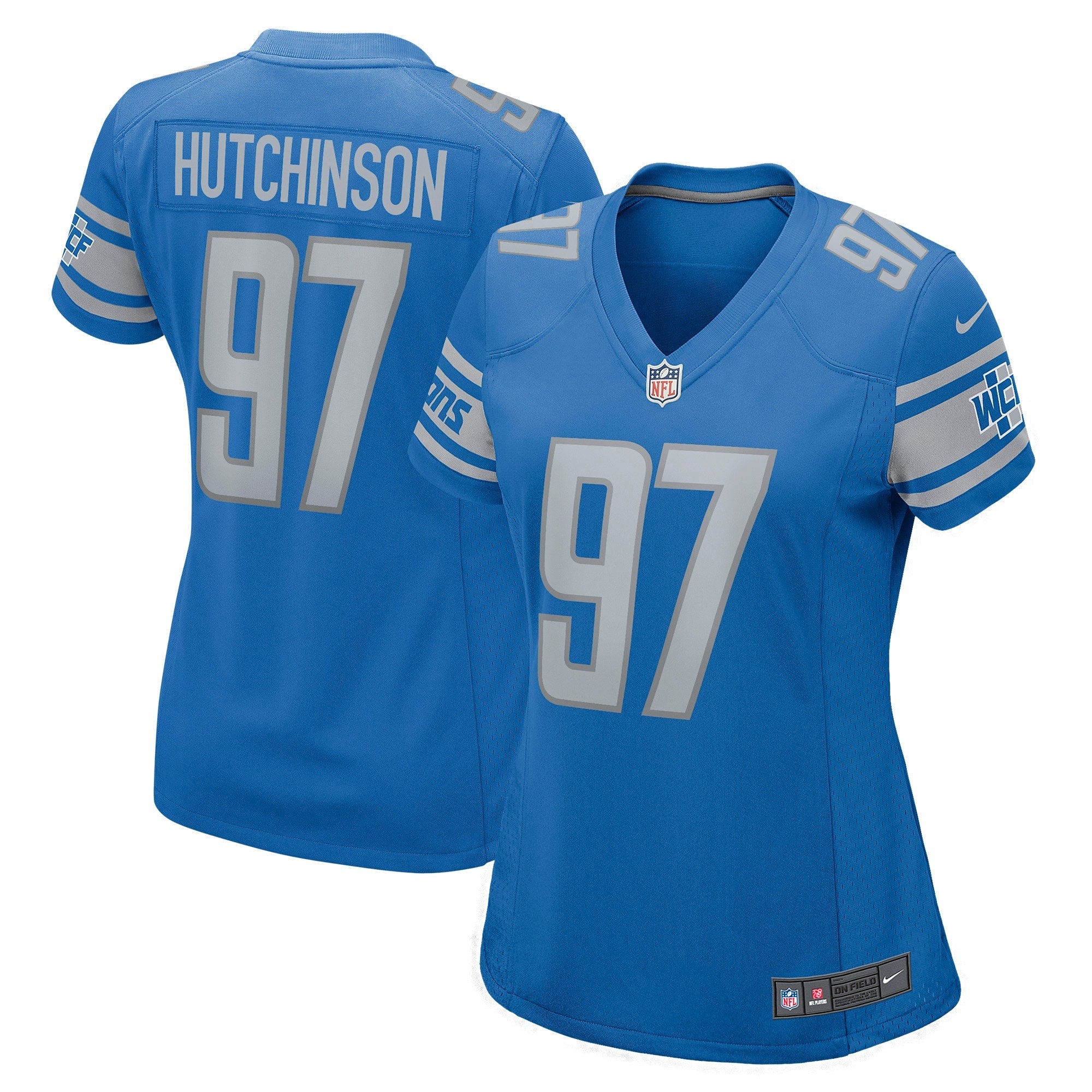 Aidan Hutchinson Detroit Lions Nike Women's Game Jersey - Silver/Blue