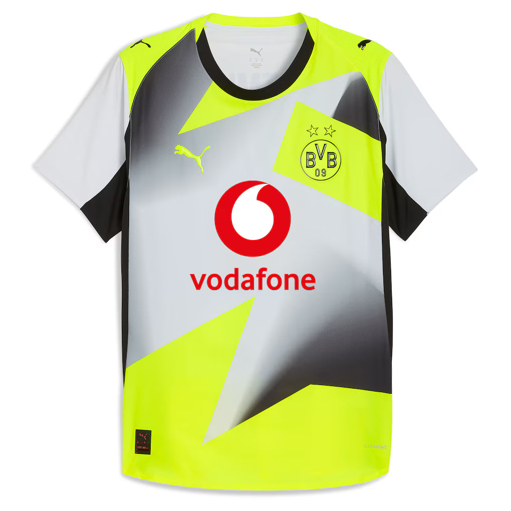 Borussia Dortmund Puma 2025/26 Away Authentic Jersey - Gray/Yellow