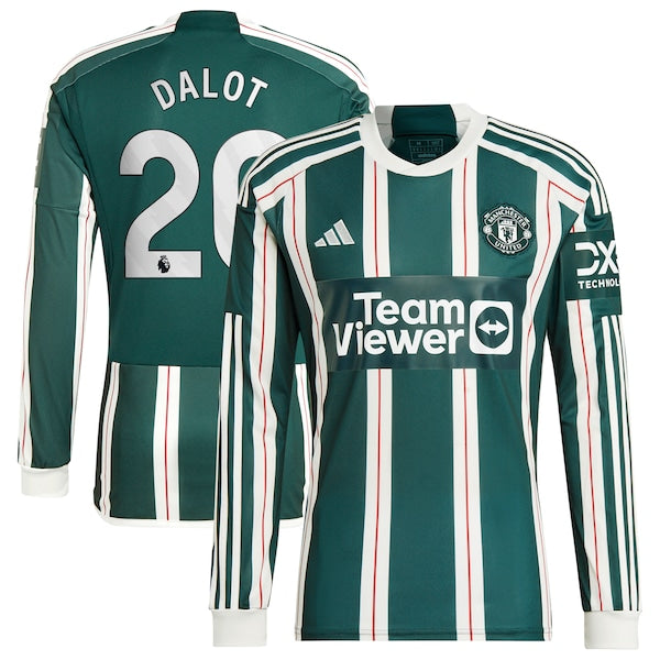 Diogo Dalot Manchester United adidas 2023/24 Away Long Sleeve Replica Player Jersey - Green