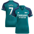 Bukayo Saka Arsenal adidas Women's 2023/24 Third Replica Player Jersey - Green/Red/Yellow