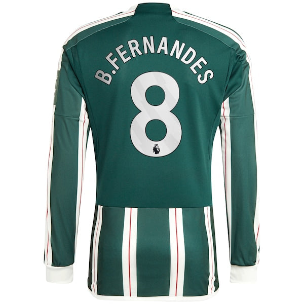 Bruno Fernandes Manchester United adidas 2023/24 Away Long Sleeve Replica Player Jersey - Green/Red
