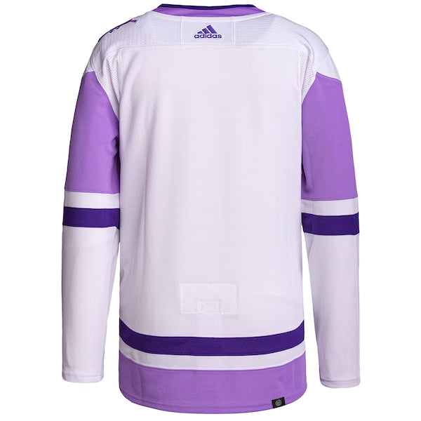 Dallas Stars adidas Hockey Fights Cancer Primegreen Authentic Blank Practice Jersey - White/Purple