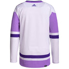 San Jose Sharks adidas Hockey Fights Cancer Primegreen Authentic Blank Practice Jersey - White/Purple