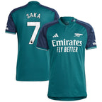 Bukayo Saka Arsenal adidas 2023/24 Third Replica Player Jersey - Green/Yellow
