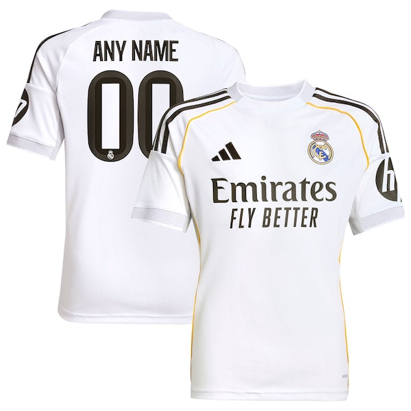 Los Merengues adidas Youth 2025/26 Home Replica Custom Jersey - White/Blue