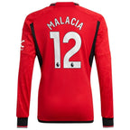 Tyrell Malacia Manchester United adidas 2023/24 Home Replica Long Sleeve Player Jersey - Red