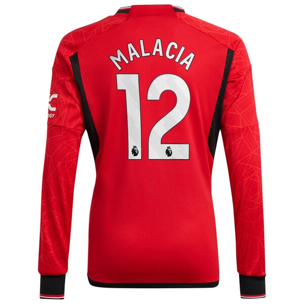 Tyrell Malacia Manchester United adidas 2023/24 Home Replica Long Sleeve Player Jersey - Red