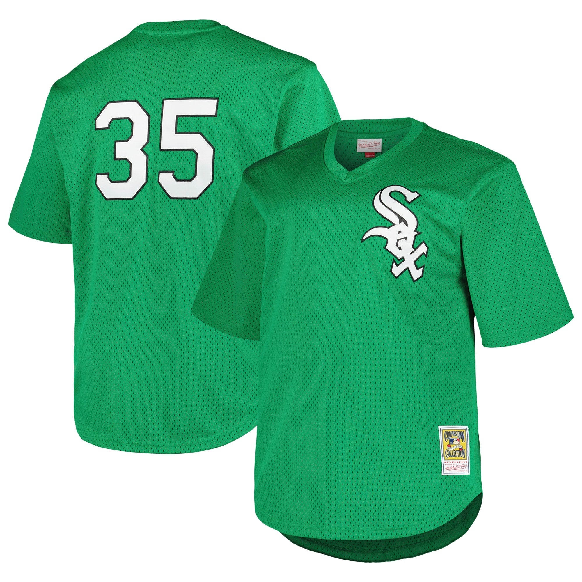 Frank Thomas Chicago White Sox Profile Big & Tall Cooperstown Collection Mesh Batting Practice Jersey - Black/Kelly Green