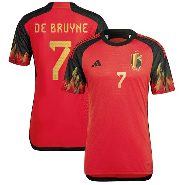 Kevin De Bruyne Belgium National Team adidas 2022/23 Home Authentic Jersey - Red