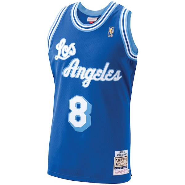 Men's Los Angeles Lakers Kobe Bryant Royal 1996-97 Hardwood Classics Authentic Player Jersey- Blue/Gold/Purple