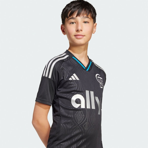Charlotte FC adidas Youth 2025 Fortress Kit Replica Jersey - Black