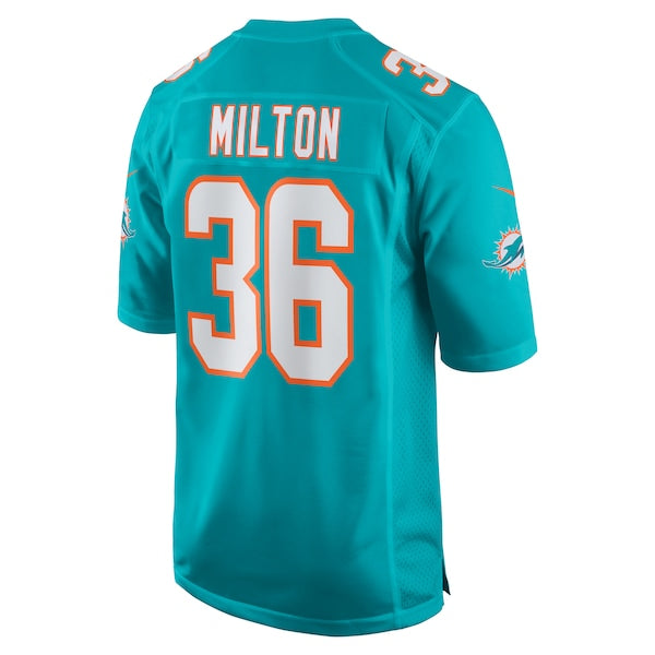 Mark Milton Miami Dolphins Nike Game Jersey - Aqua