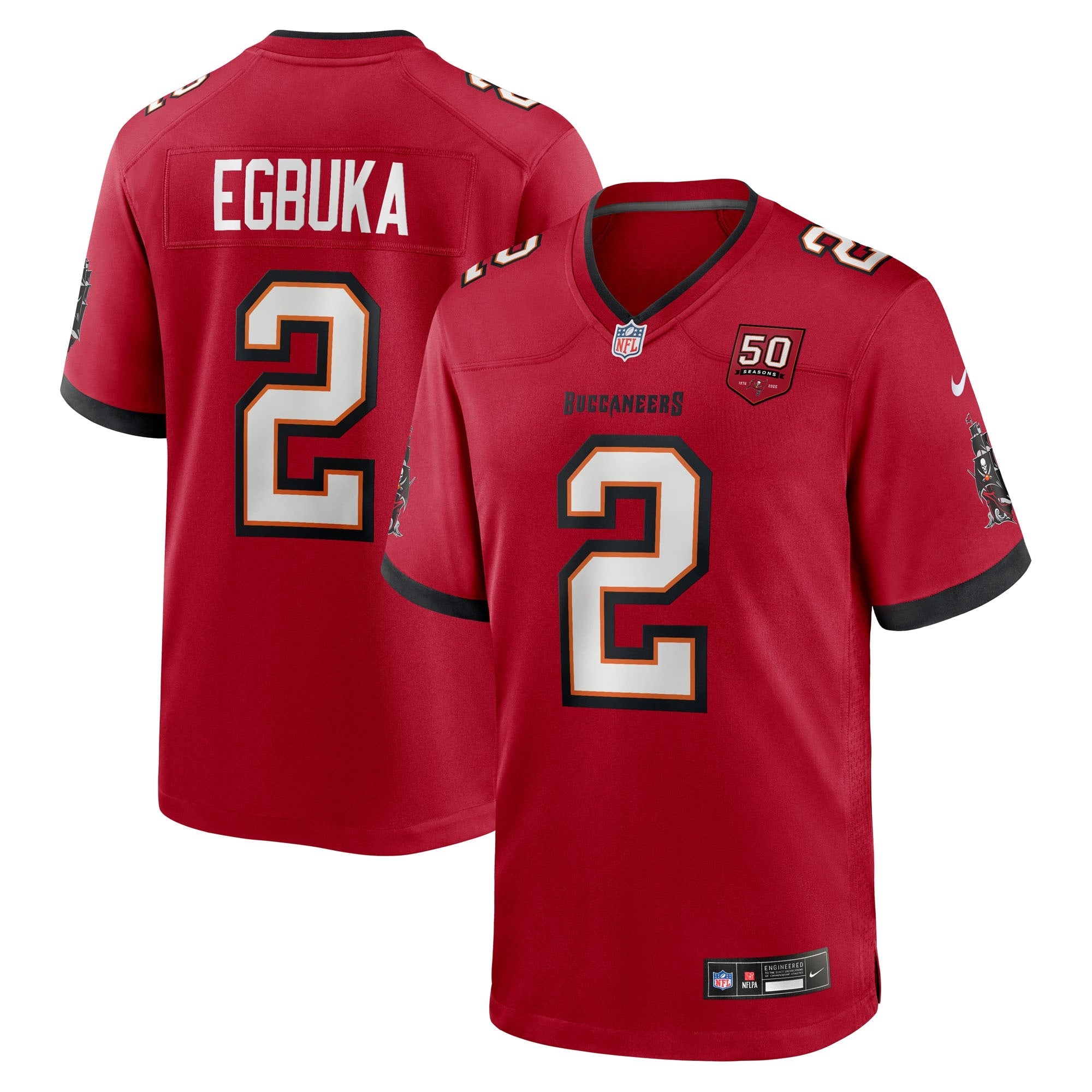 Emeka Egbuka  Tampa Bay Buccaneers Nike Alternate 2 50th Season Game Jersey -  Creamsicle/Red