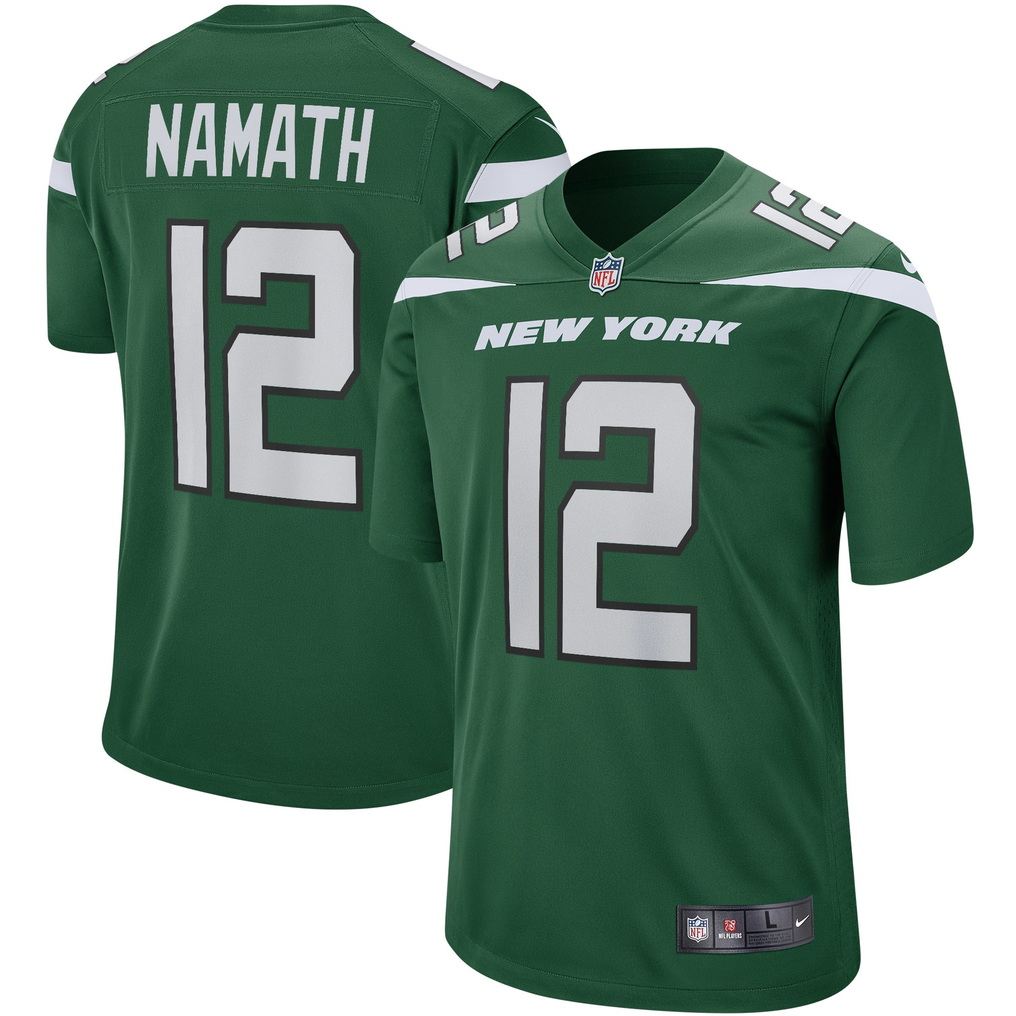 Joe Namath New York Jets Nike Legacy Retired Player Game Jersey - White/Green