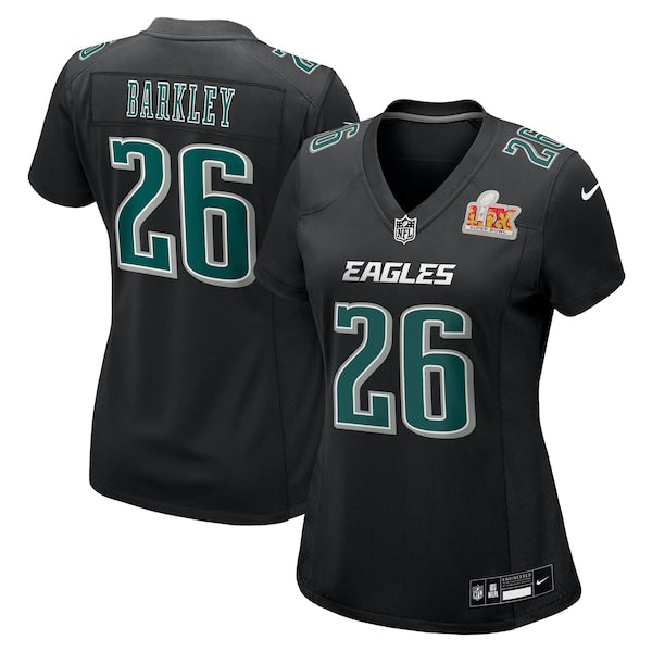 Saquon Barkley Philadelphia Eagles Nike Women's Super Bowl LIX Fashion Game Player Jersey - Carbon Black