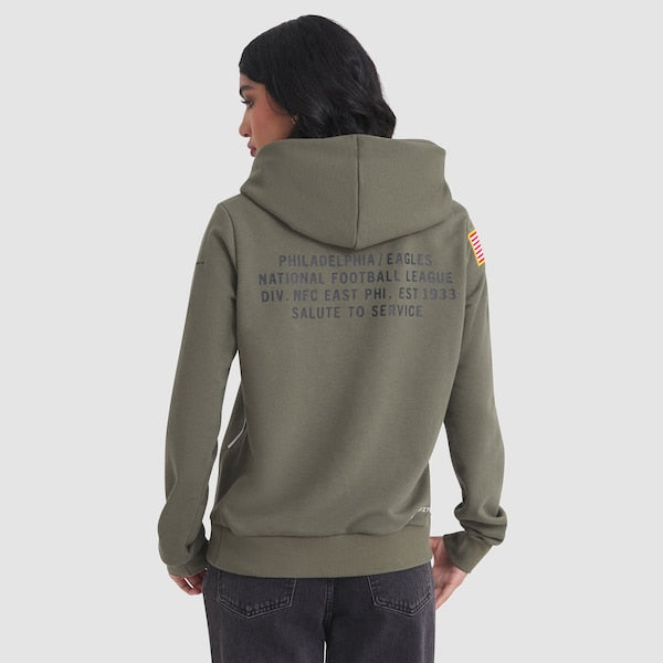 Philadelphia Eagles Nike Women's 2025 Salute to Service Sideline Standard Issue Dri-FIT Hoodie - Olive