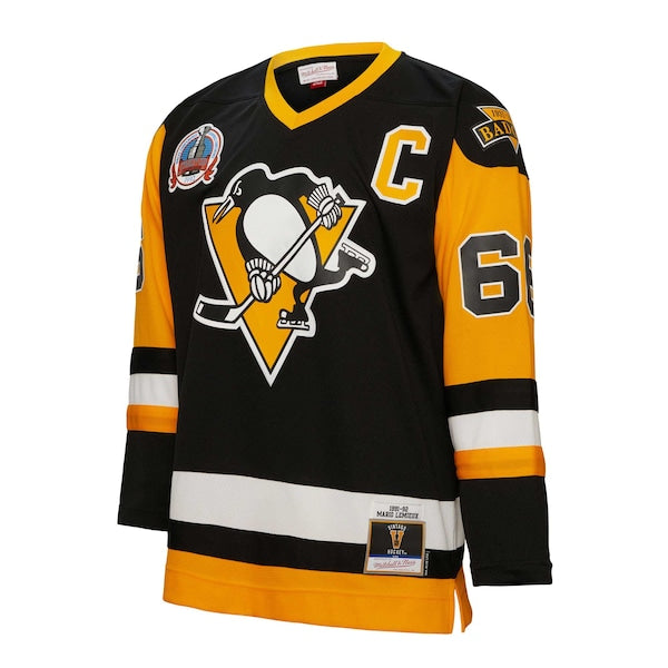 Mario Lemieux Pittsburgh Penguins Big & Tall 1991 Captain Patch Blue Line Player Jersey - Black