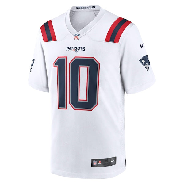 Mac Jones New England Patriots Nike Player Game Jersey - White/Navy/Red