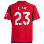 Luke Shaw Manchester United adidas Youth 2023/24 Home Replica Player Jersey - Red